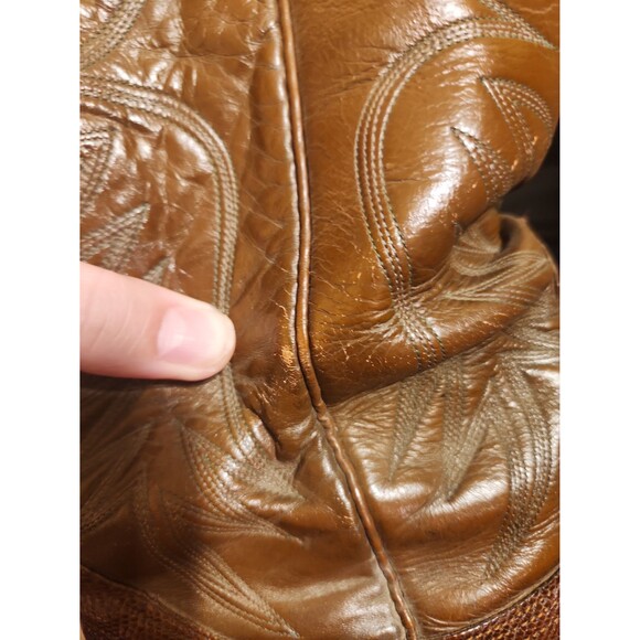 Nocona Boots Women's Cognac Brown Lizard Leather Western Boots Size 8.5 - Picture 10 of 12